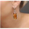 Image 2 : 14KT Yellow Gold 55.54ctw Citrine and Diamond Earrings