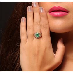 14KT Yellow Gold 1.20ct Emerald and Diamond Ring