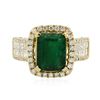 Image 3 : 14KT Yellow Gold 3.06ct Emerald and Diamond Ring