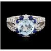 Image 1 : 14KT White Gold 3.24ct Topaz, Sapphire and Diamond Ring