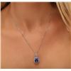 Image 5 : 14KT White Gold 6.63ct Tanzanite and Diamond Pendant With Chain