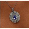 Image 2 : 14KT White Gold 2.27ct Tanzanite and Diamond Pendant With Chain