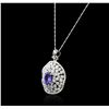 Image 8 : 14KT White Gold 2.27ct Tanzanite and Diamond Pendant With Chain