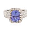 Image 1 : 14KT Two-Tone Gold 4.38ct Tanzanite and Diamond Ring
