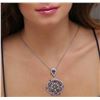 Image 2 : 14KT White Gold 4.40ctw Tanzanite and Diamond Pendant With Chain