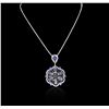 Image 3 : 14KT White Gold 4.40ctw Tanzanite and Diamond Pendant With Chain