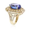 Image 7 : 14KT Yellow Gold 12.46ct GIA Certified Tanzanite and Diamond Ring