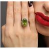 Image 1 : 14KT White Gold 10.00ct Peridot and Diamond Ring