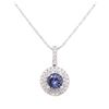 Image 4 : 14KT White Gold 1.49ct Tanzanite and Diamond Pendant With Chain
