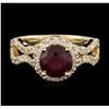 Image 3 : 14KT Yellow Gold 1.94ct Ruby and Diamond Ring