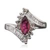 Image 3 : 14KT White Gold 0.71ct Ruby and Diamond Ring