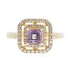 Image 3 : 14KT Yellow Gold 0.67ct Amethyst and Diamond Ring