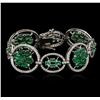 Image 3 : 14KT White Gold 14.01ctw Emerald and Diamond Bracelet