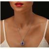 Image 1 : 14KT White Gold 3.40ct Tanzanite and Diamond Pendant With Chain