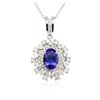 Image 4 : 14KT White Gold 3.40ct Tanzanite and Diamond Pendant With Chain