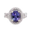 Image 1 : 14KT White Gold 3.21ct Tanzanite and Diamond Ring