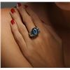 Image 2 : Platinum 24.10ct Blue Star Sapphire and Diamond Ring