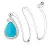 Image 3 : 14KT White Gold 11.29ct Turquoise and Diamond Pendant With Chain