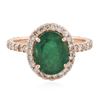 Image 3 : 14KT Rose Gold 2.03ct Emerald and Diamond Ring