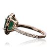 Image 6 : 14KT Rose Gold 2.03ct Emerald and Diamond Ring
