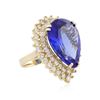 Image 4 : 14KT Yellow Gold 18.13ct GIA Cert Tanzanite and Diamond Ring