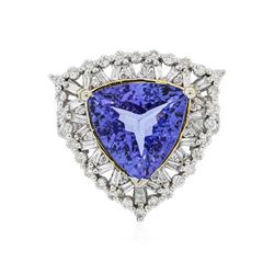 14KT Two-Tone Gold 6.65ct Tanzanite and Diamond Ring