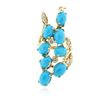 Image 3 : 14KT Yellow Gold 3.52ctw Turquoise and Diamond Ring