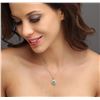 Image 1 : 14KT White Gold 1.07ct Emerald and Diamond Pendant With Chain