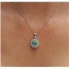 Image 2 : 14KT White Gold 1.07ct Emerald and Diamond Pendant With Chain