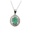 Image 4 : 14KT White Gold 1.07ct Emerald and Diamond Pendant With Chain
