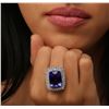 Image 2 : 14KT White Gold GIA Certified 24.17ct Tanzanite and Diamond Ring