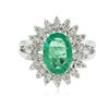 Image 1 : 14KT White Gold 1.53ct Emerald and Diamond Ring