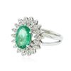 Image 2 : 14KT White Gold 1.53ct Emerald and Diamond Ring