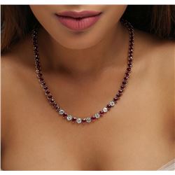 14KT Yellow Gold 51.80ctw Ruby and Diamond Necklace
