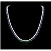 Image 3 : 14KT White Gold 57.60ctw Sapphire, Emerald and Diamond Necklace