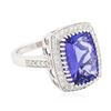 Image 2 : 14KT White Gold 5.95ct Tanzanite and Diamond Ring