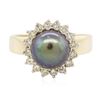 Image 3 : 14KT Yellow Gold Pearl and Diamond Ring