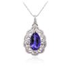 Image 4 : 14KT White Gold 8.01ct Tanzanite and Diamond Pendant With Chain