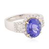 Image 2 : 14KT Two-Tone Gold 3.55ct Tanzanite and Diamond Ring