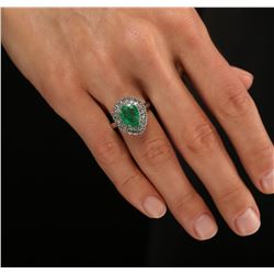 14KT White Gold 2.04ct Emerald and Diamond Ring