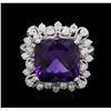 Image 1 : 14KT White Gold 5.31ct Amethyst and Diamond Ring