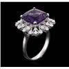 Image 6 : 14KT White Gold 5.31ct Amethyst and Diamond Ring