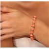 Image 5 : 14KT Yellow Gold 16.91ctw Coral and Diamond Bracelet