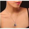 Image 1 : 14KT White Gold 3.14ct Tanzanite and Diamond Pendant With Chain