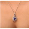 Image 2 : 14KT White Gold 3.14ct Tanzanite and Diamond Pendant With Chain