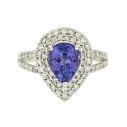 14KT White Gold 1.71ct Tanzanite and Diamond Ring