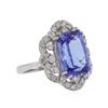 Image 2 : 14KT White Gold 5.00ct Tanzanite and Diamond Ring