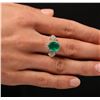Image 1 : 14KT Yellow Gold 3.22ct Emerald and Diamond Ring