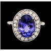 Image 1 : 14KT White Gold 3.77ct Tanzanite and Diamond Ring