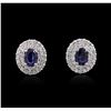Image 3 : 14KT White Gold 1.84ctw Sapphire and Diamond Earrings